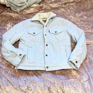 Levi’s powder blue corduroy sherpa coat